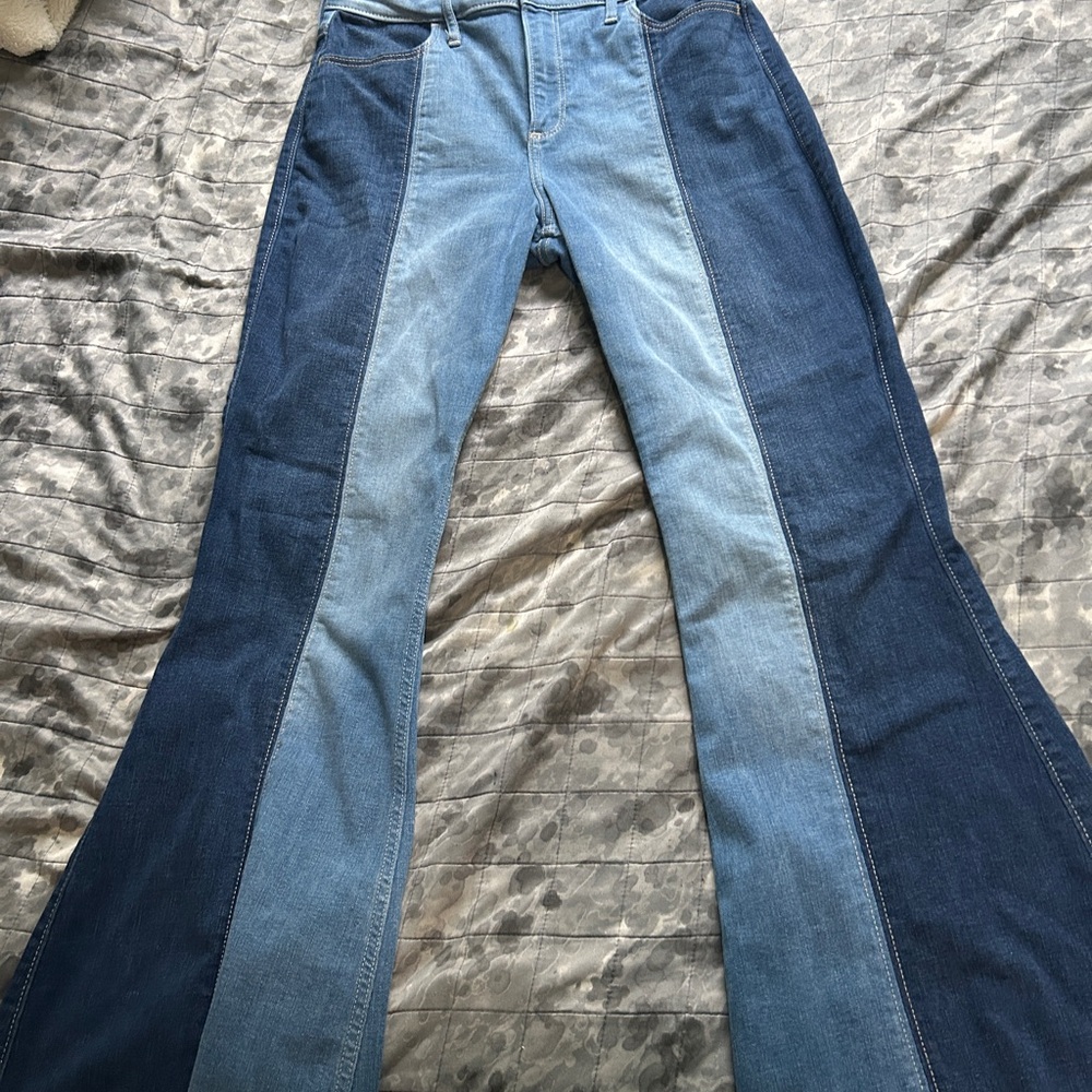 Hollister Two-Tone Blue Patchwork Flare Jeans